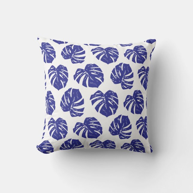 Tropical palm tree leaves pattern cushion (Front)