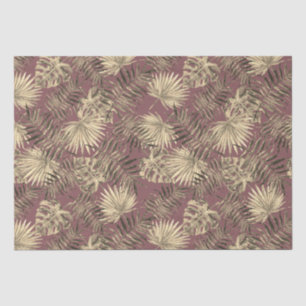 Tropical Palm Tree Leaves Pattern Pink Gold Tissue Paper
