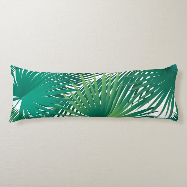 Tropical Palm Tree Leaves Pattern Watercolor Trend Body Cushion (Front)