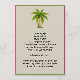 Tropical Palm Tree Luau Party Invitation