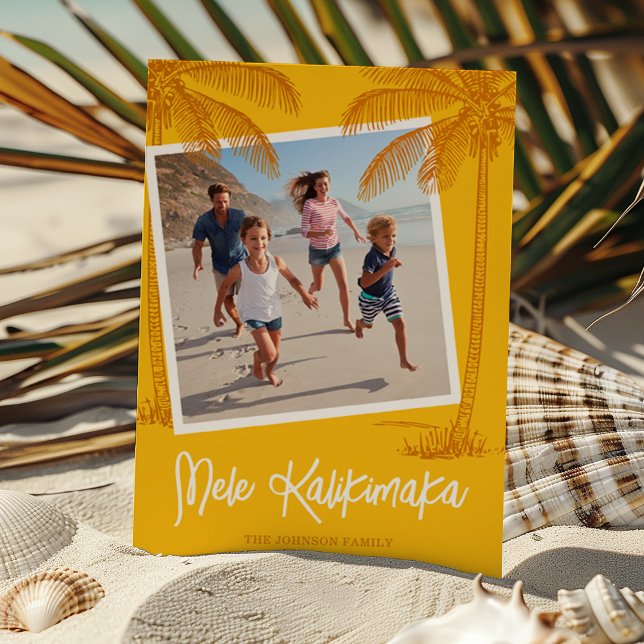 Tropical Palm Tree Mele Kalikimaka Photo Holiday Card (Creator Uploaded)