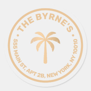 Tropical Palm Tree Modern Classic Round Sticker