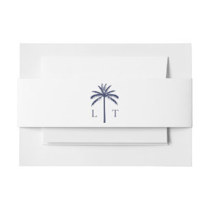 Tropical Palm Tree Monogram Beach Wedding Invitation Belly Band