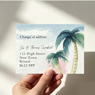 Tropical Palm Tree New Address Card