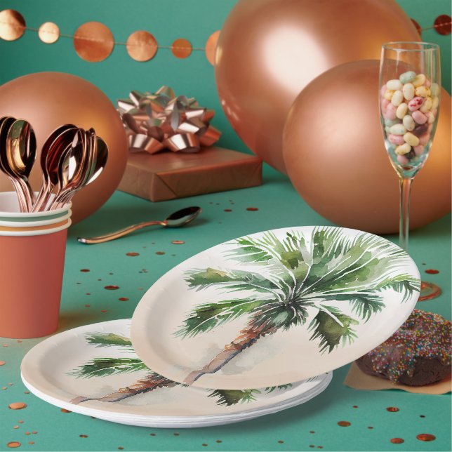 Tropical Palm Tree Ombre  Paper Plate (Multi)