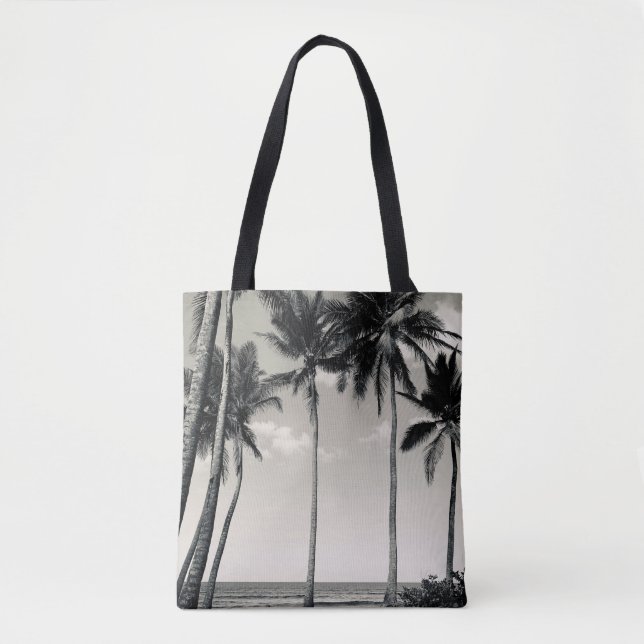 TROPICAL PALM TREE ON THE BEACH TOTE BAG (Front)