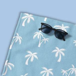 Tropical Palm Tree pattern baby blue Beach Towel
