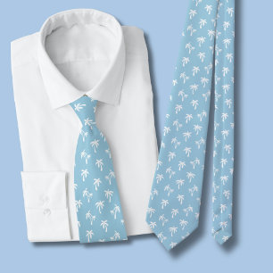 Tropical Palm Tree pattern baby blue Tie