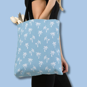 Tropical Palm Tree pattern baby blue Tote Bag