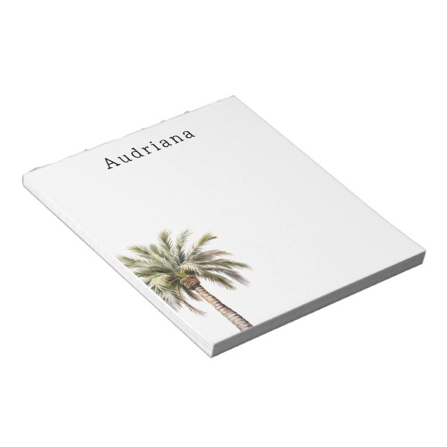 Tropical Palm Tree Personalised Name Notepad (Angled)