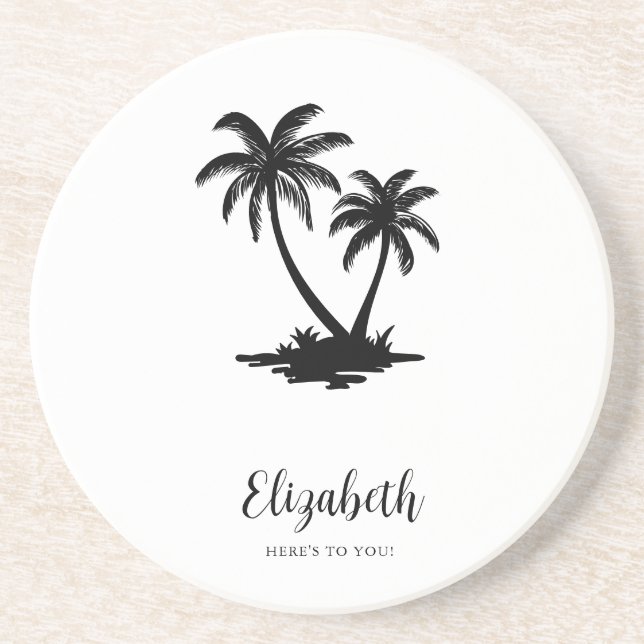 Tropical Palm Tree Personalized Coaster (Front)