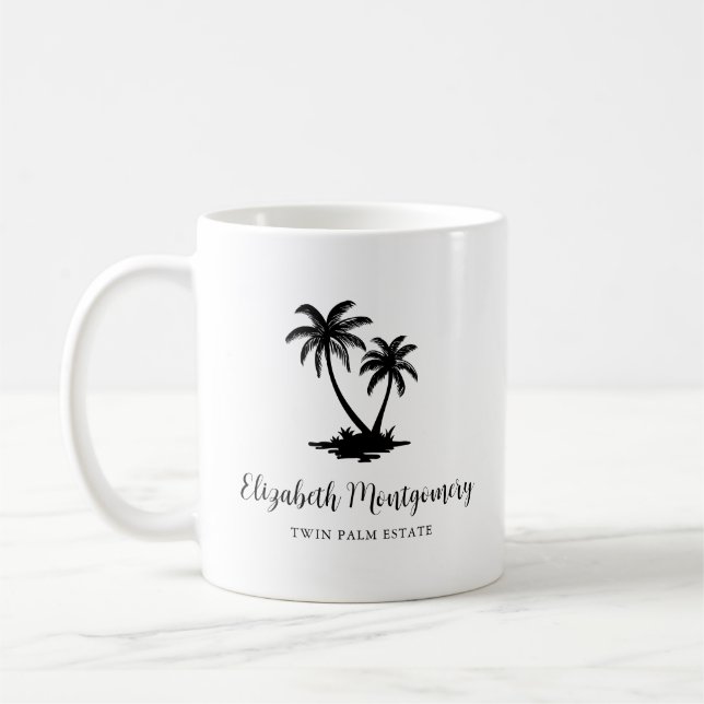 Tropical Palm Tree Personalized Coffee Mug (Left)