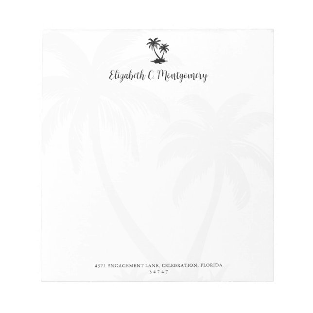 Tropical Palm Tree Personalized Notepad (Front)