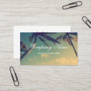 Tropical palm tree photo business card template