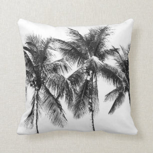 Tropical palm tree photo modern black and white cushion