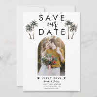 Tropical Palm Tree Photo Wedding Save the Date