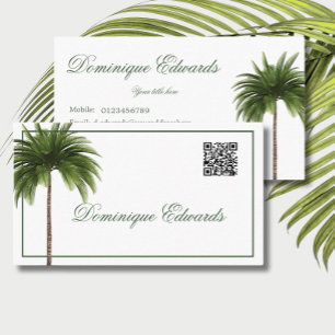 Tropical Palm Tree QR Code Stylish Professional Business Card