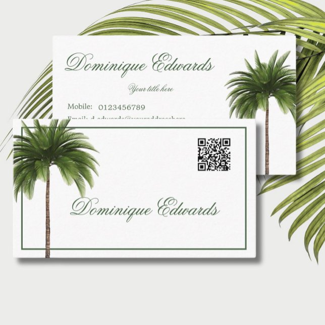  Tropical Palm Tree QR Code Stylish Professional   Business Card (Creator Uploaded)