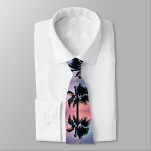Tropical Palm Tree Reflections at Sunset Tie
