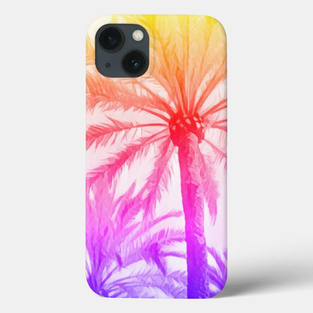 tropical palm tree retro neon 80's summer beach  Case-Mate iPhone case (Back)