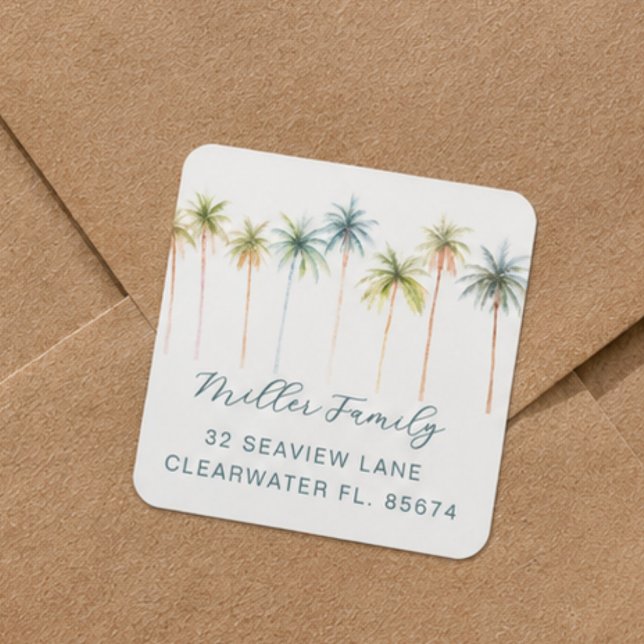 Tropical Palm Tree Return Address Sticker (Creator Uploaded)