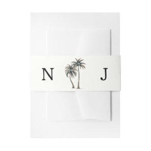 Tropical Palm Tree Rustic Coastal Wedding Invitation Belly Band