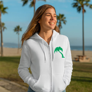 Tropical Palm Tree Silhouette Green Island Beach  Hoodie