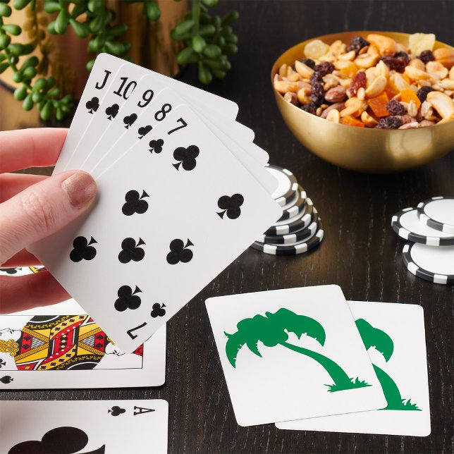 Tropical Palm Tree Silhouette Green Island Beach  Playing Cards (Creator Uploaded)