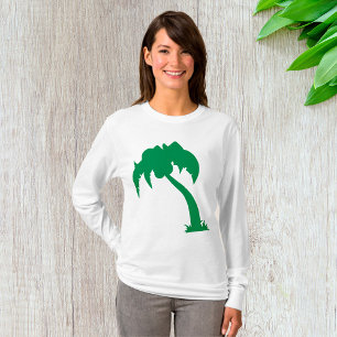 Tropical Palm Tree Silhouette Green Island Beach  T-Shirt