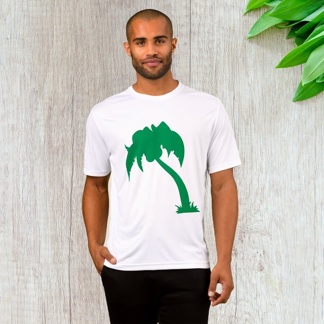 Tropical Palm Tree Silhouette Green Island Beach  T-Shirt (Creator Uploaded)