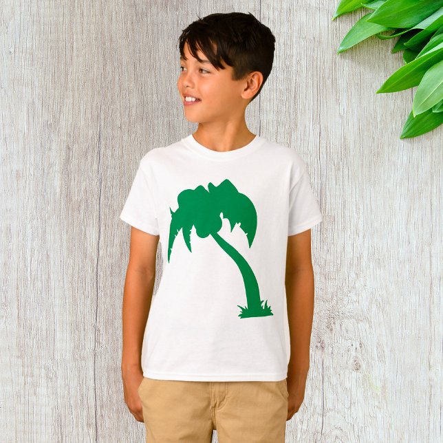 Tropical Palm Tree Silhouette Green Island Beach  T-Shirt (Creator Uploaded)