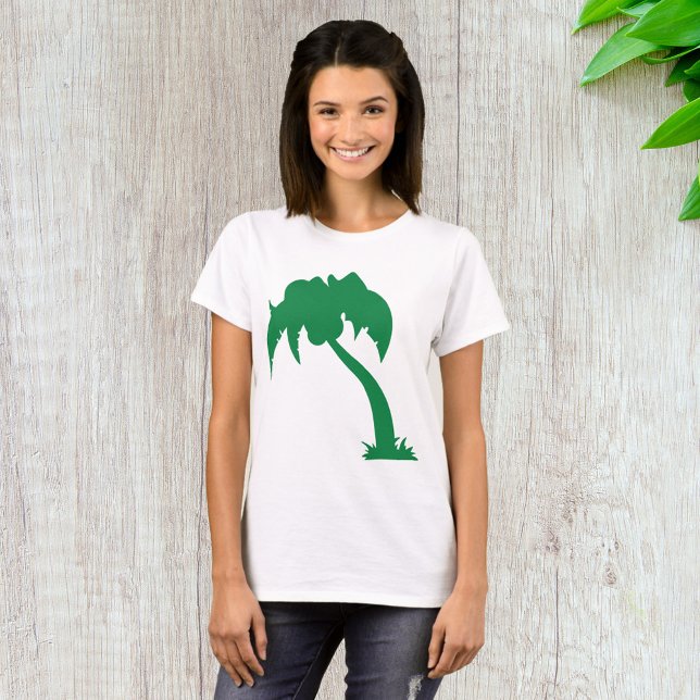 Tropical Palm Tree Silhouette Green Island Beach  T-Shirt (Creator Uploaded)