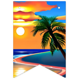Tropical Palm Tree Silhouette Party Bunting