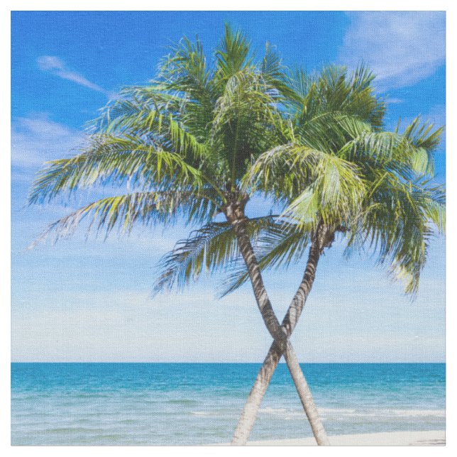 Tropical palm tree summer beach modern photo fabric (Close Up)