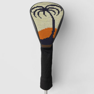 Tropical Palm Tree Sunrise Crochet Club Protector Golf Head Cover