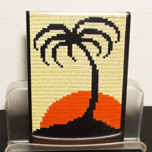 Tropical Palm Tree Sunset Artisan Crochet Print    Magnet
