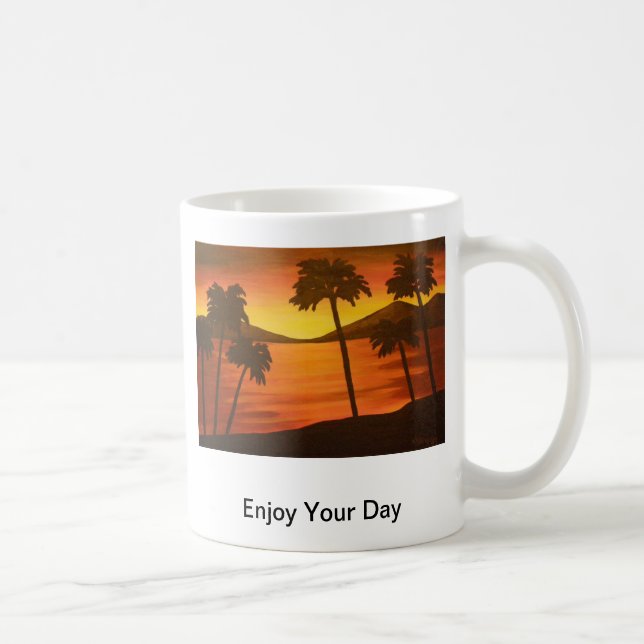 Tropical Palm Tree Sunset Coffee Mug (Right)
