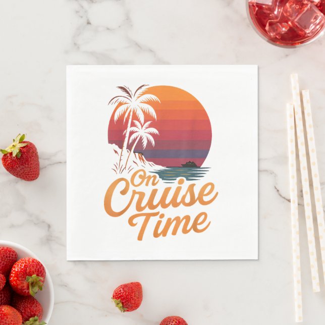 Tropical Palm Tree Sunset Cruise Vacation Napkin (Insitu)