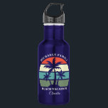 Tropical Palm Tree Sunset Custom Beach Vacation 532 Ml Water Bottle<br><div class="desc">Beautiful tropical palm tree water bottle customised for your family beach reunion vacation. Personalise your island keepsake gift by adding your family name cute,  monogram seaside present..</div>