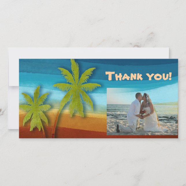 Tropical Palm Tree Thank You Card (Front)