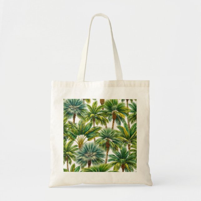 Tropical Palm Tree Variety Botanical Pattern Tote Bag (Front)