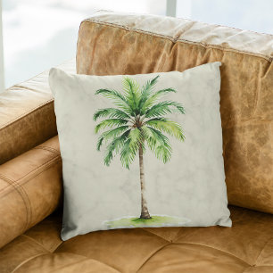 Tropical Palm Tree Watercolor Vintage Elegant Cushion