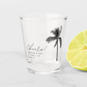 Tropical Palm Tree Wedding Favour Cheers Modern Shot Glass