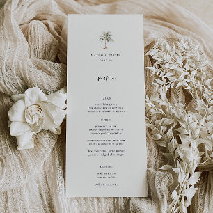 Tropical Palm Tree Wedding Menu and Thank You