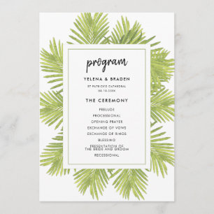 Tropical palm tree wedding programme