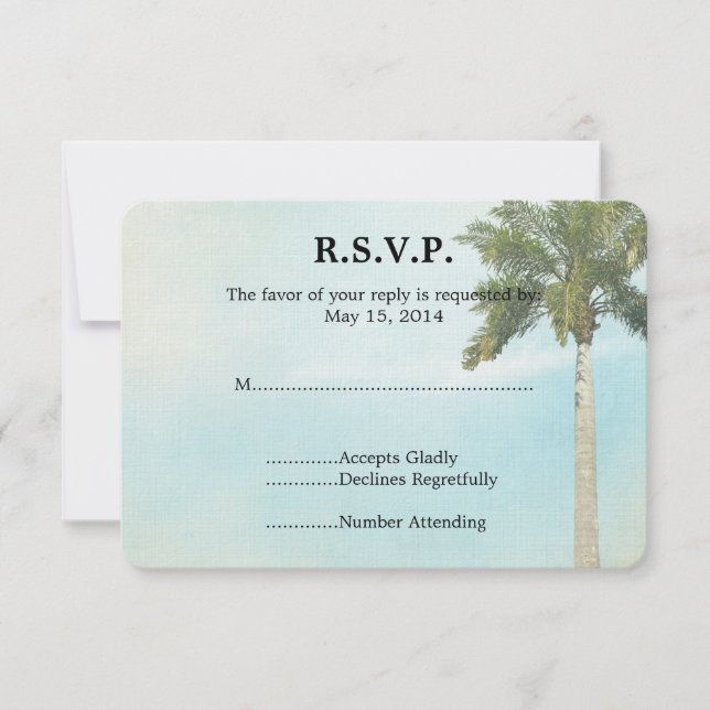 Tropical Palm Tree Wedding RSVP (Front)
