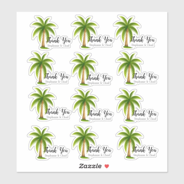 Tropical Palm Tree Wedding Thank You Set (Sheet)