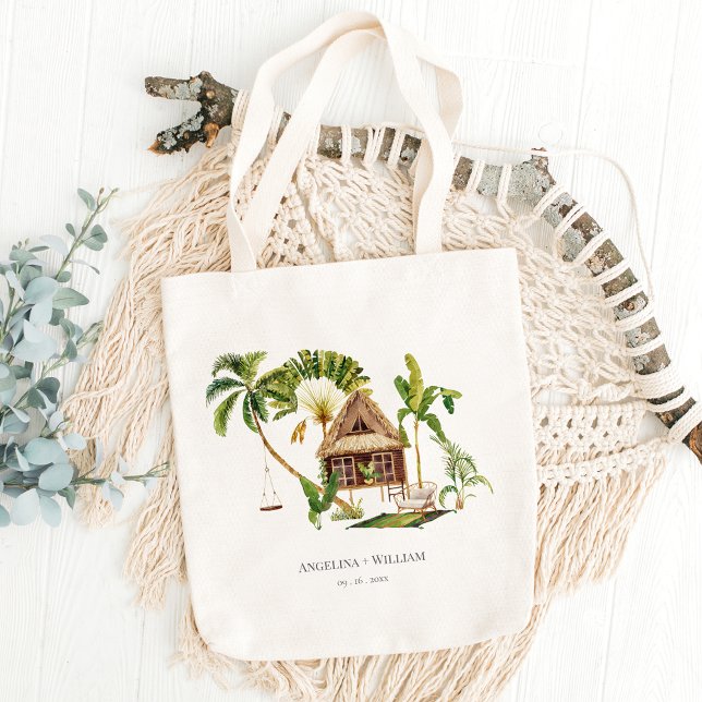 Tropical Palm Tree Wedding Welcome Tote Bag (Creator Uploaded)