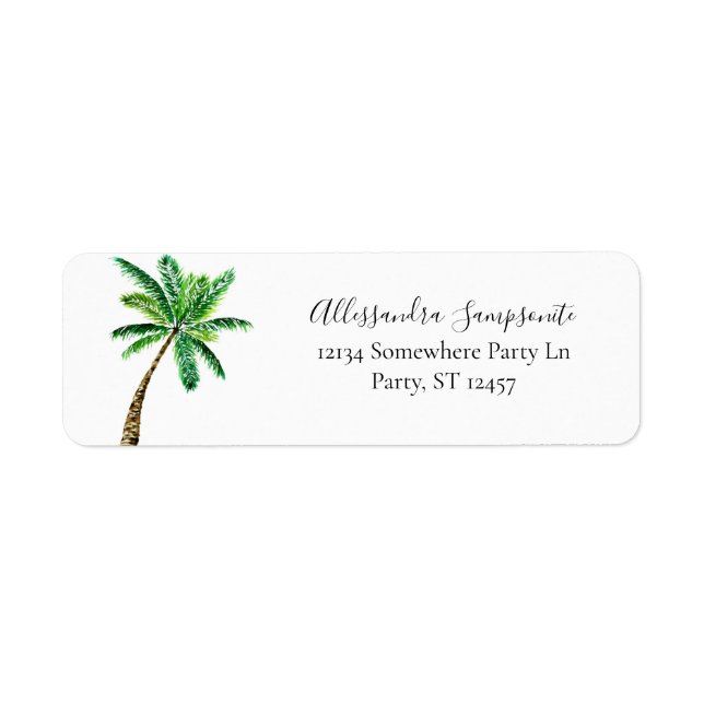 Tropical Palm Tree White Return Address (Front)