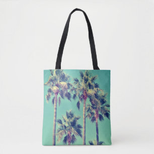 Tropical Palm Trees against a Teal Sky Tote Bag